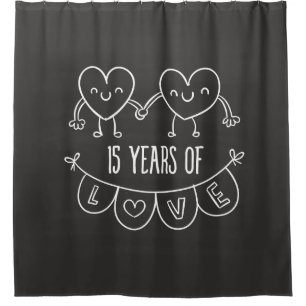 15th Anniversary Gift Chalk Hearts Shower Curtain