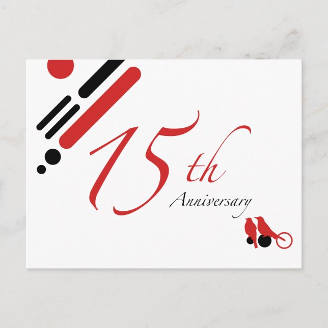 15th Anniversary (mod birds) Postcard (Front)