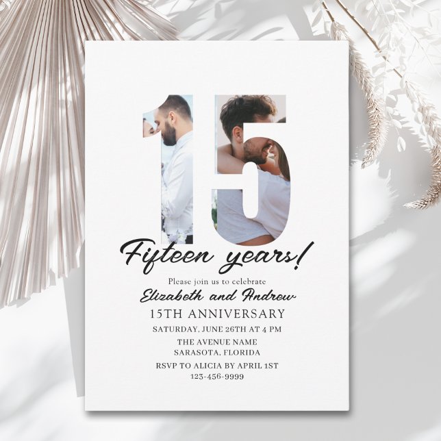 15th Anniversary with Photo Minimalist Invitation (Creator Uploaded)