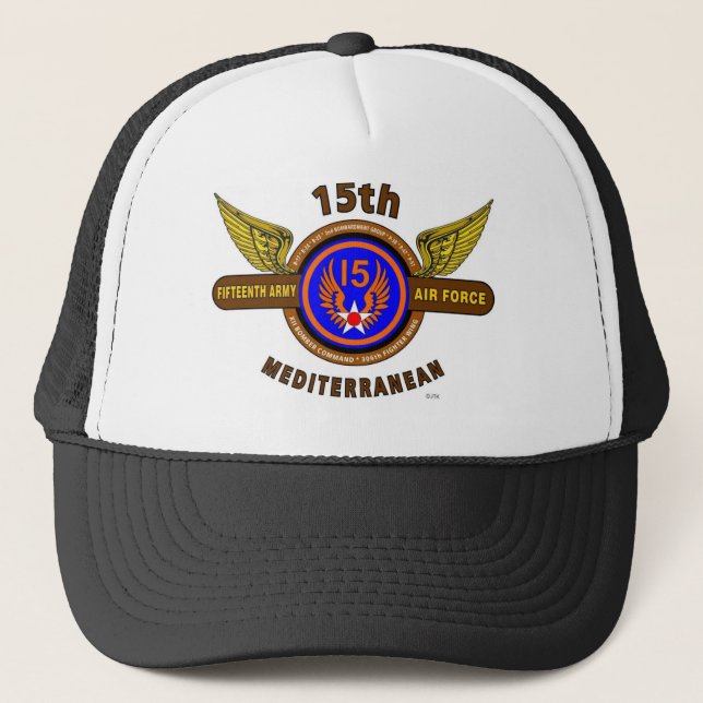 15TH ARMY AIR FORCE "ARMY AIR CORPS" WW II TRUCKER HAT (Front)