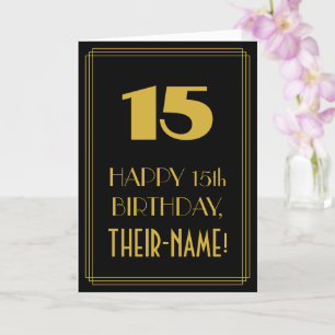 15th Birthday – Art Deco Inspired Look "15" & Name Card
