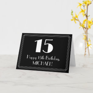 15th Birthday ~ Art Deco Inspired Look "15", Name Card