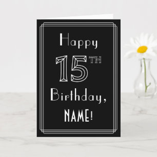 15th Birthday: Art Deco Style # 15 & Custom Name Card