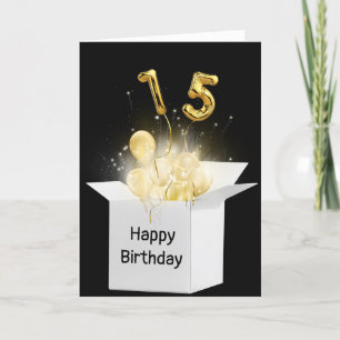 15th Birthday Balloons In White Box Card