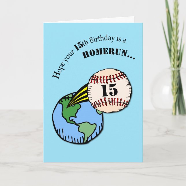 15th Birthday Baseball Home Run Card (Front)