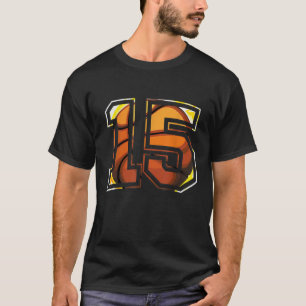 15th Birthday Basketball Gift for Player Number 15 T-Shirt