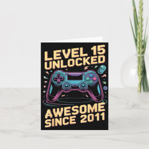 15th Birthday Boy Gift Level 15 Gamer 2011 15 Year Card