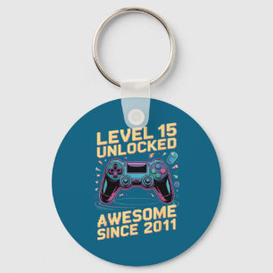15th Birthday Boy Gift Level 15 Gamer 2011 15 Year Key Ring