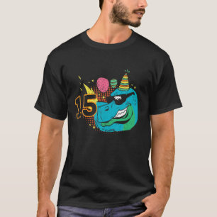 15th Birthday Boy Girl 15 Years Old Dinosaur Kids T-Shirt