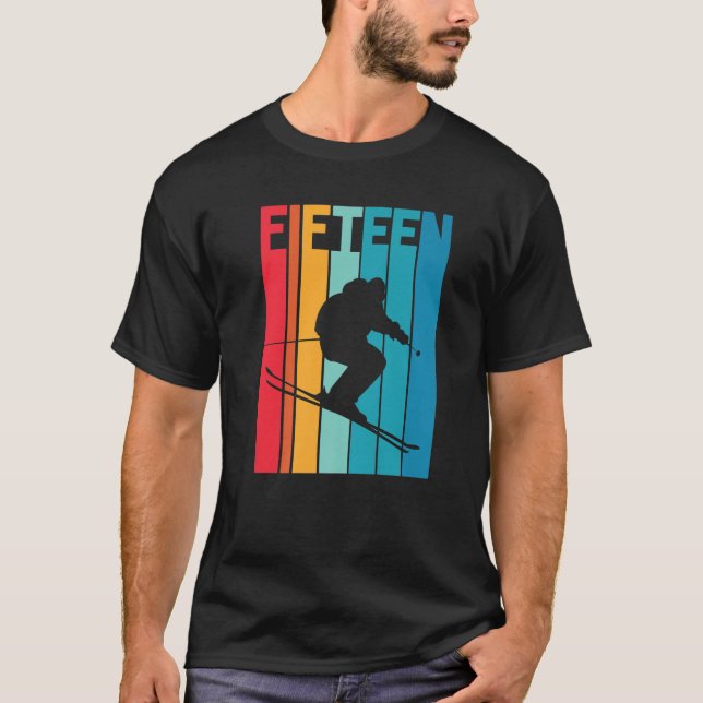 15Th Birthday Boy Retro Ski Lover Skier 15 Years O T-Shirt (Front)