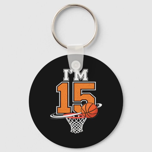 15th Birthday Boys Sketll Player Sport 15 Years Ol Key Ring (Front)