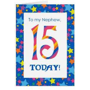 15th Birthday Card for Nephew, Stripes and Stars