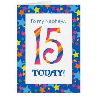15th Birthday Card for Nephew, Stripes and Stars