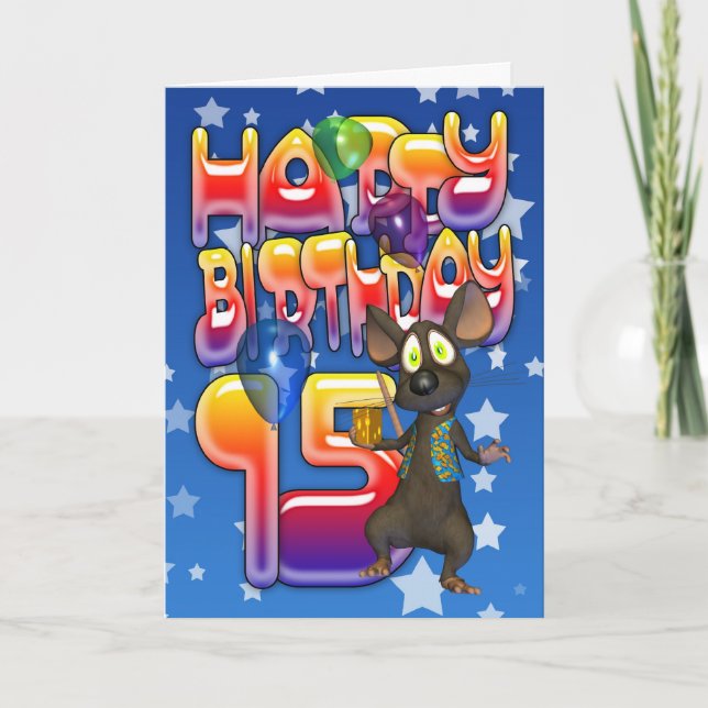 15th Birthday Card, Happy Birthday Card (Front)