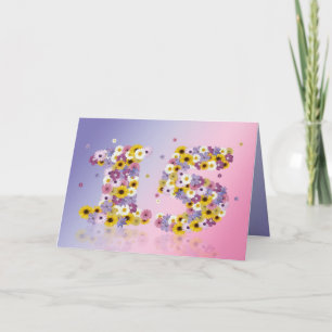 15th birthday card with flowery letters