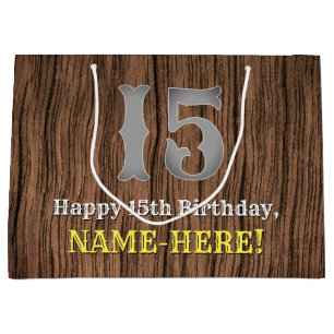 15th Birthday: Country Western Inspired Look, Name Large Gift Bag