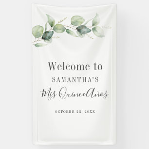 15th Birthday Eucalyptus Greenery Quinceanera Banner