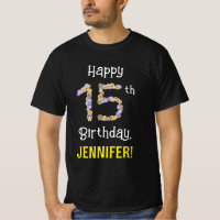 15th Birthday: Floral Flowers Number “15” + Name