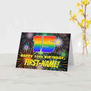 15th Birthday: Fun, Colourful Celebratory Firework Card