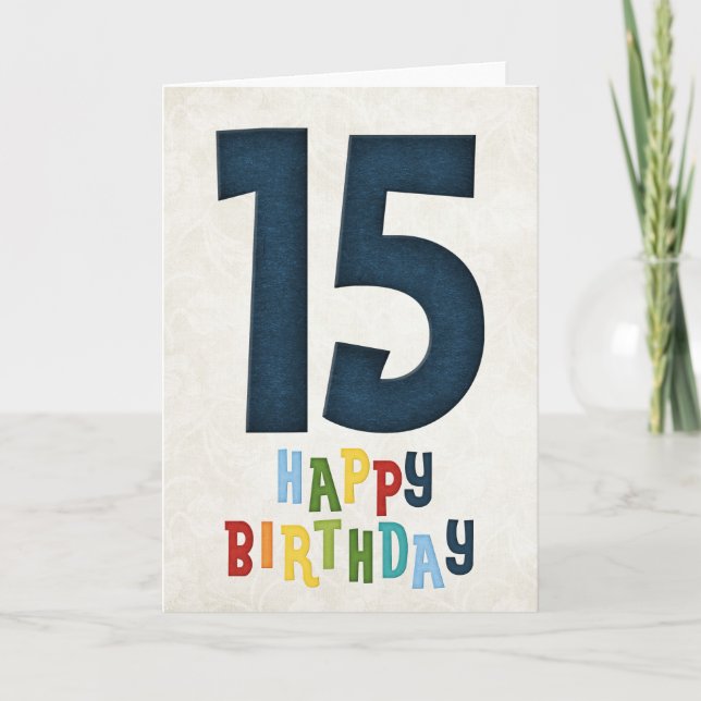 15th Birthday Happy Birthday Card Design 3 (Front)
