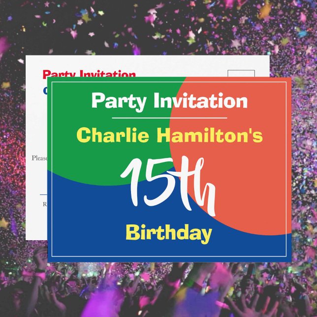 15th Birthday Invitation Postcard (Creator Uploaded)