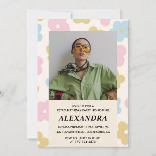 15th birthday invitation Retro Groovy Floral Cute
