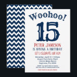 15th Birthday Invitation Teen Boy Navy Blue<br><div class="desc">A funny and striking 15th birthday invitation for a boy,  man,  male.</div>