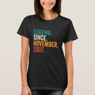 15th Birthday Legend Since November 2007 15 Years T-Shirt