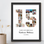 15th Birthday Number 15 Custom Photo Collage Poster<br><div class="desc">Celebrate your teen's milestone 15th birthday with this personalised number 15 photo collage poster. This customisable gift is a perfect way to display precious memories from your child's first year. The poster features a collage of photos capturing those special moments, and it can be customised with your child's name and...</div>