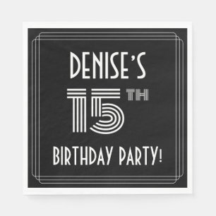 15th Birthday Party: Art Deco Style + Custom Name Napkin