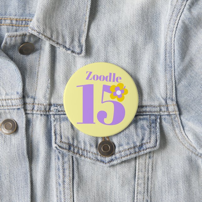 15th Birthday party girls yellow purple 7.5 Cm Round Badge (In Situ)