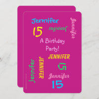 15th Birthday Party Hot Pink Personalised Name