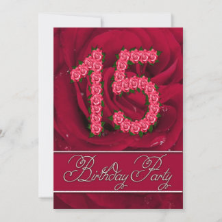 15th birthday party invitation with roses