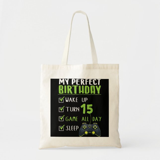 15th Birthday Party Perfect For Gamer 15 Years Old Tote Bag (Front)