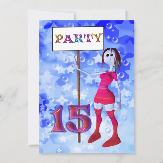 15th Birthday party sign board invitation (Front)