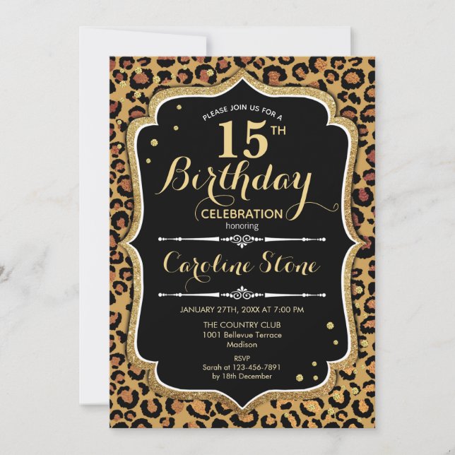 15th Birthday - Print Invitation (Front)