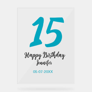 15th birthday quiencenera add date year blue templ acrylic sign