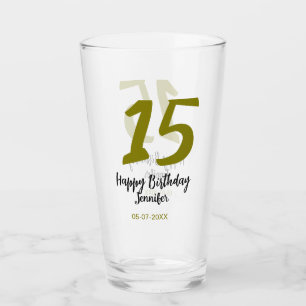 15th birthday quiencenera add date year golden glass