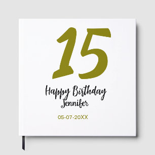 15th birthday quiencenera add date year golden guest book