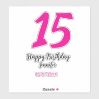 15th birthday quiencenera add date year pink templ