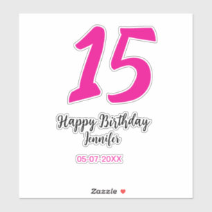 15th birthday quiencenera add date year pink templ