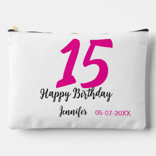 15th birthday quiencenera add date year pink templ accessory pouch