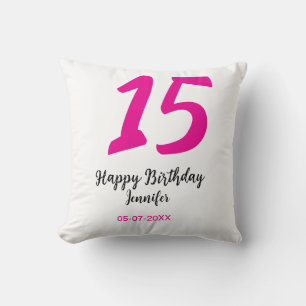 15th birthday quiencenera add date year pink templ cushion