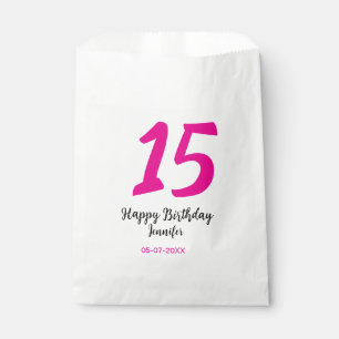 15th birthday quiencenera add date year pink templ favour bags