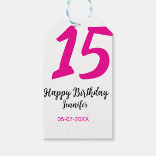 15th birthday quiencenera add date year pink templ gift tags