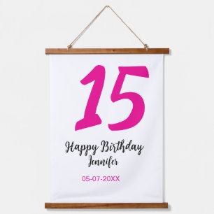 15th birthday quiencenera add date year pink templ hanging tapestry