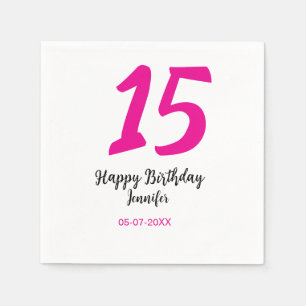 15th birthday quiencenera add date year pink templ napkin