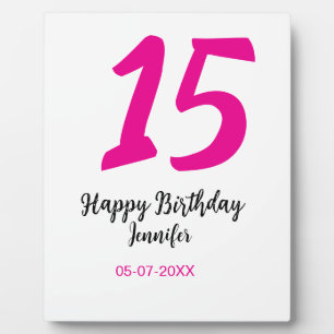 15th birthday quiencenera add date year pink templ plaque