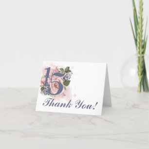 15th Birthday Quinceanera Chic Floral Watercolor Thank You Card