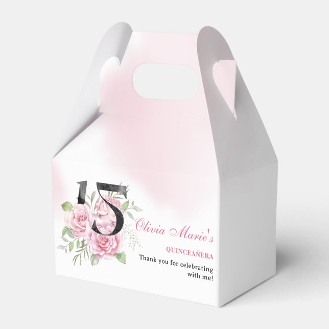 15th Birthday Quinceanera Rustic Floral Favour Box (Front Side)